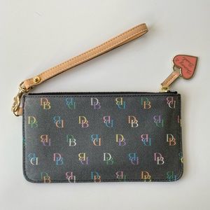NIB vintage Dooney & Burke charcoal rainbow monogram clutch